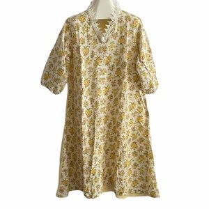 HANDMADE Nightgown Flannel Yellow and White Floral Size 1X 2X